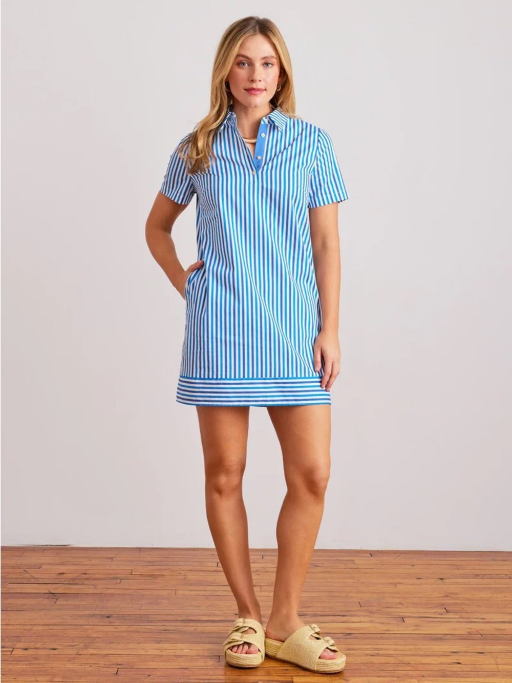Sheridan Riley Dress in Regatta Blue & White Striped Polo Top NWT